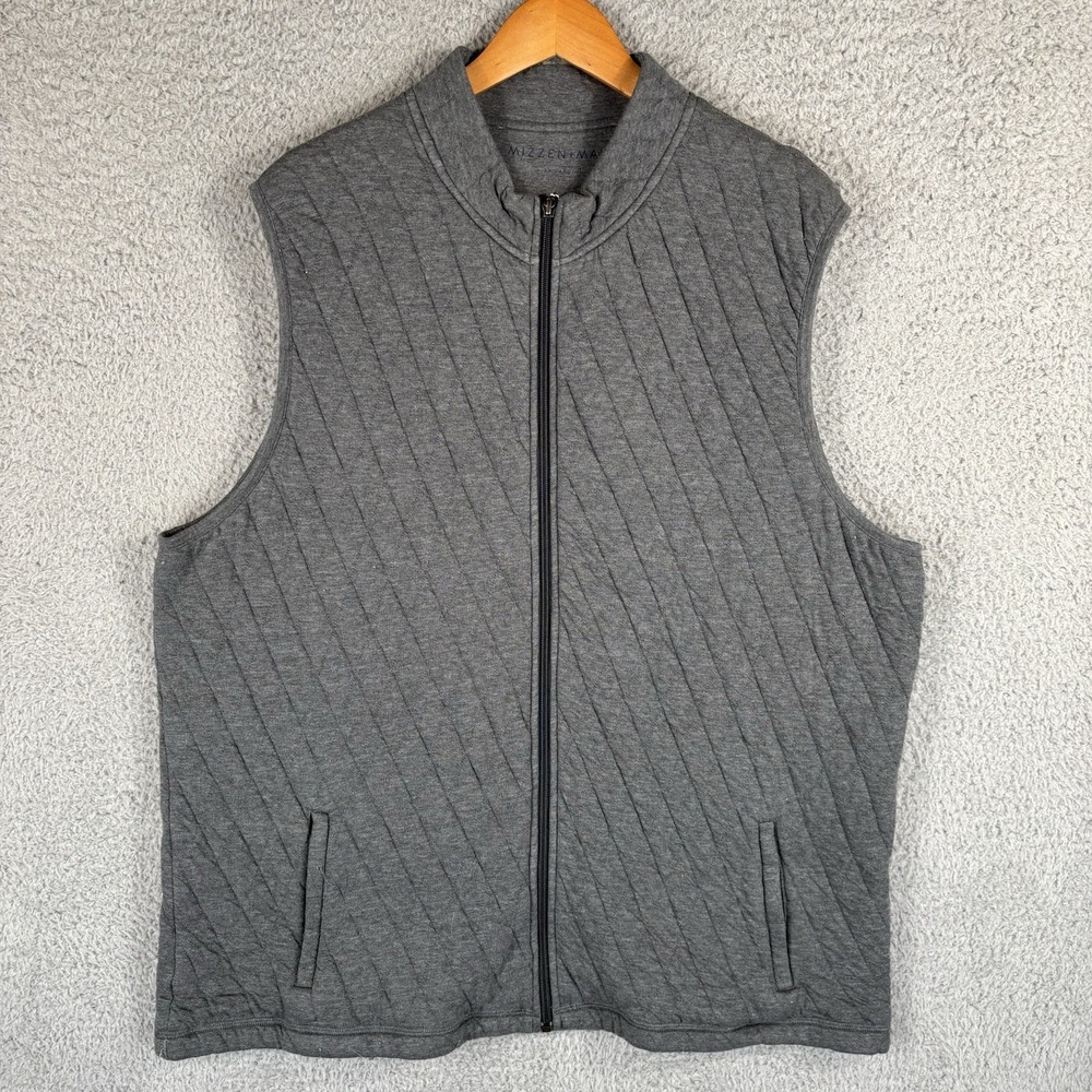 Mizzen Main Vest Mens 2XL Gray Belson Quilted Full Zip Gilet Golf Casual